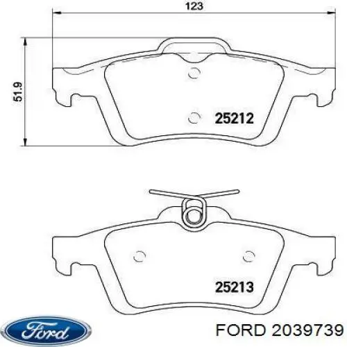 Sapatas do freio traseiras de disco Ford 2039739 preço, a partir de 23,47 USD