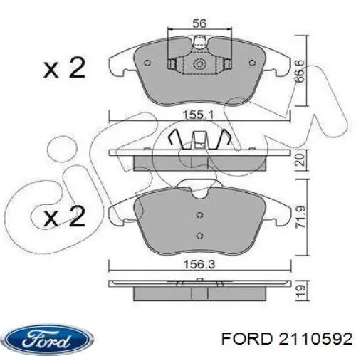 Compre 2110592 Ford Sapatas do freio dianteiras de disco