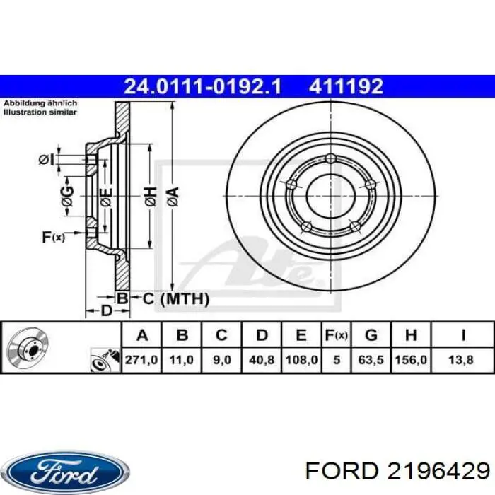 2196429 Ford Disco do freio dianteiro