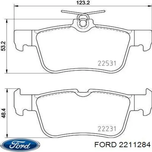 Compre 2211284 Ford Sapatas do freio traseiras de disco