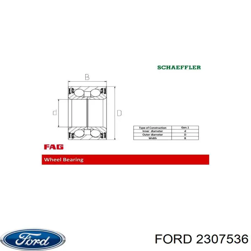 2307536 Ford Rolamento de cubo dianteiro