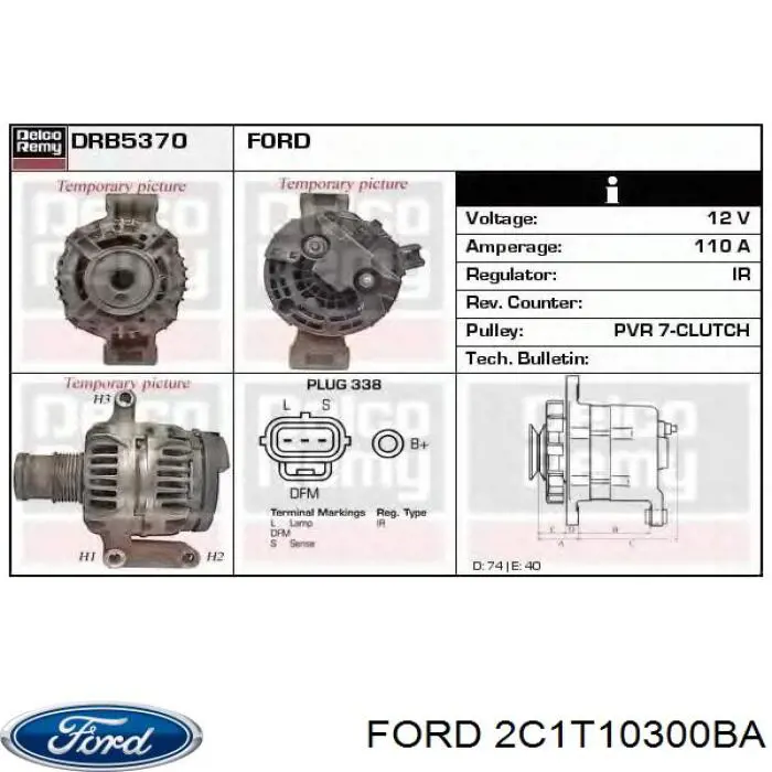 Gerador Ford 2C1T10300BA preço, a partir de 157,72 USD