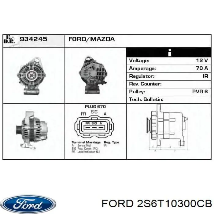 2S6T10300CB Ford Gerador