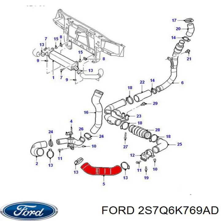 2S7Q6K769AD Ford Mangueira (cano derivado) de intercooler