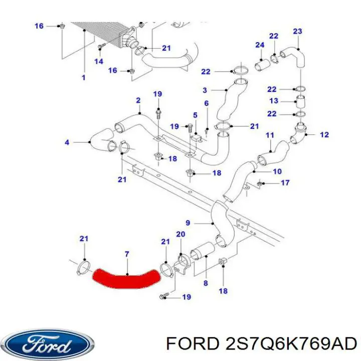 Compre 2S7Q6K769AD Ford Mangueira (cano derivado) de intercooler