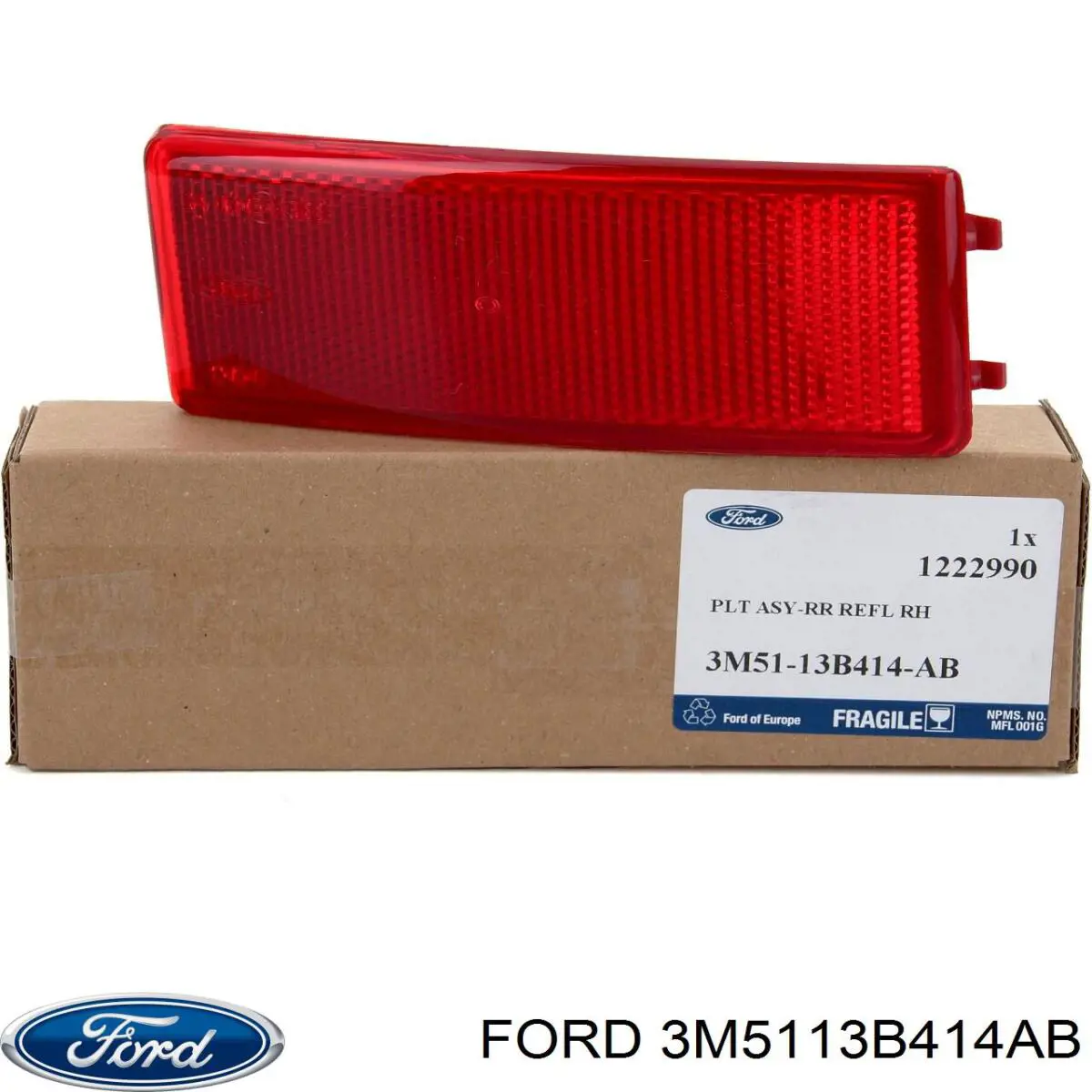 3M5113B414AB Ford Retrorrefletor (refletor) do pára-choque traseiro direito