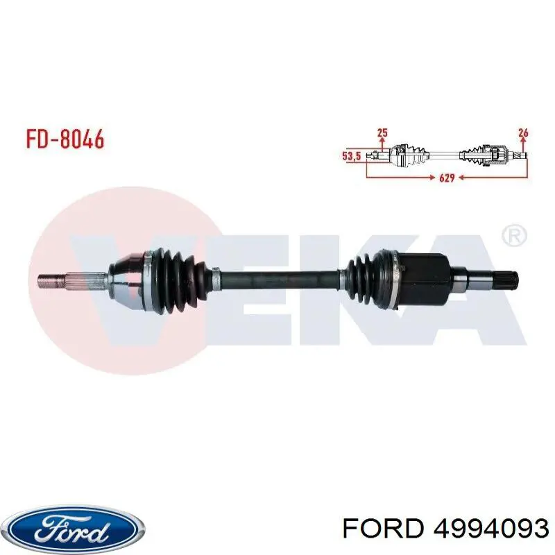 Semieixo (acionador) dianteiro esquerdo Ford 1754404 preço, a partir de 103,86 USD