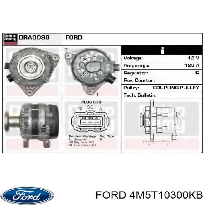 4M5T10300KB Ford Gerador