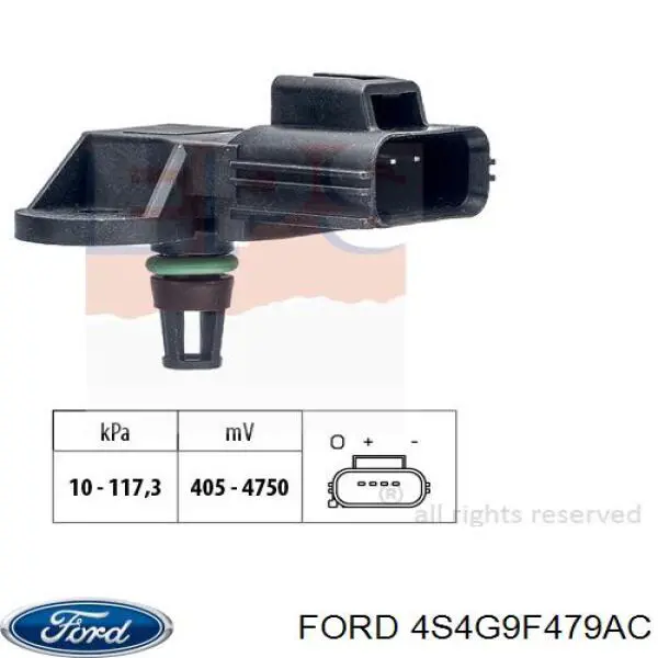 4S4G9F479AC Ford Sensor de pressão no coletor de admissão, MAP