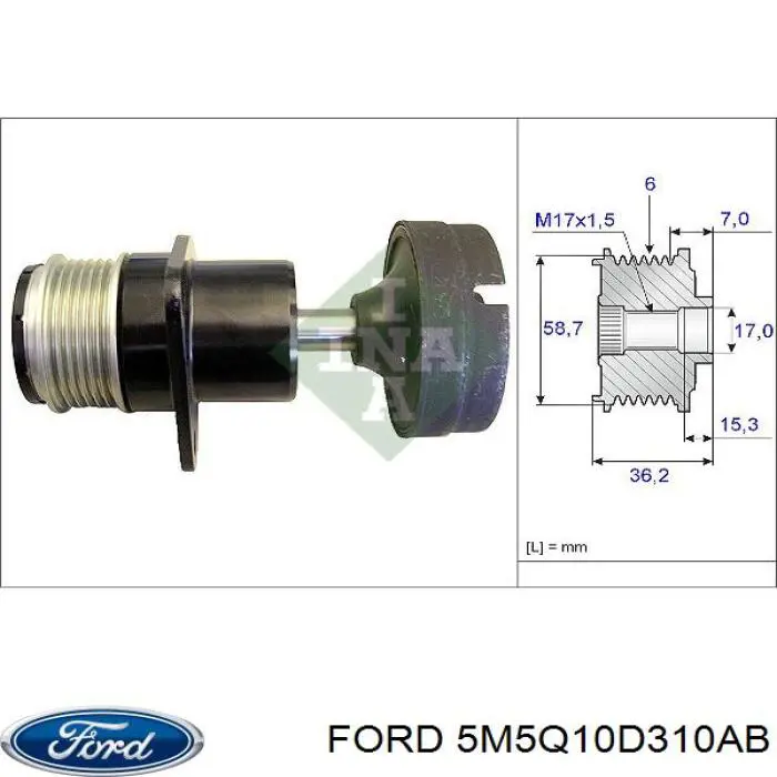 Compre 5M5Q10D310AB Ford Polia do gerador