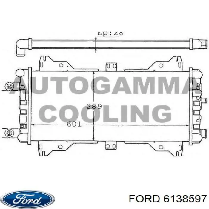 Radiador de esfriamento de motor Ford Escort III ALD