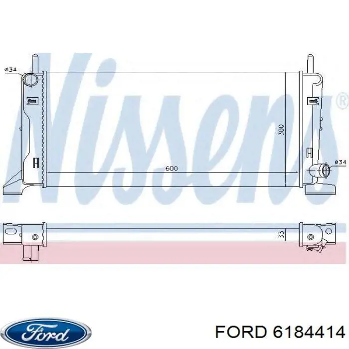 Radiador de esfriamento de motor 6184414 Ford