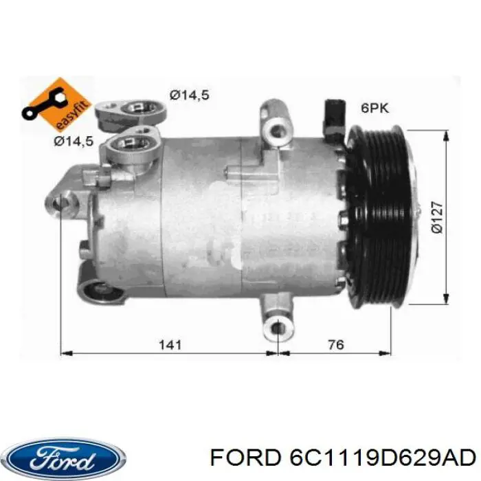 Compressor de aparelho de ar condicionado Ford 6C1119D629AD preço, a partir de 120,88 USD