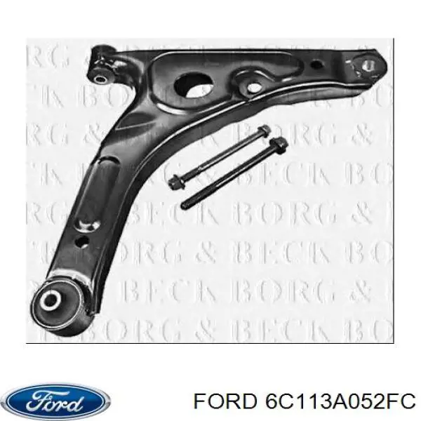 6C113A052FC Ford Braço oscilante inferior direito de suspensão dianteira