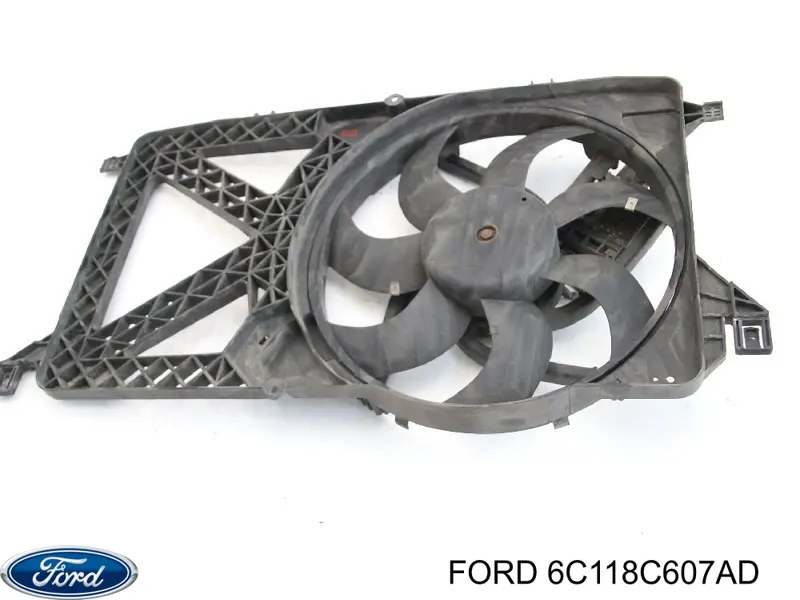 6C118C607AD Ford Difusor do radiador de esfriamento, montado com motor e roda de aletas