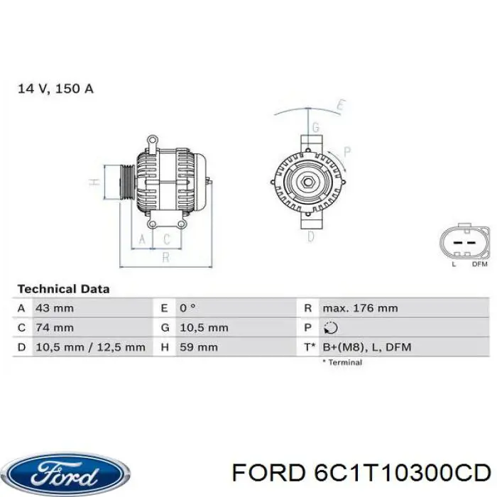 Gerador Ford 6C1T10300CD preço, a partir de 122,80 USD