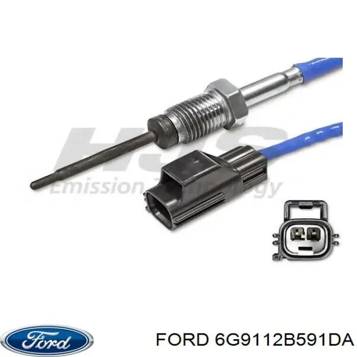 6G9112B591DA Ford Sensor de temperatura dos gases de escape (GE), até o catalisador