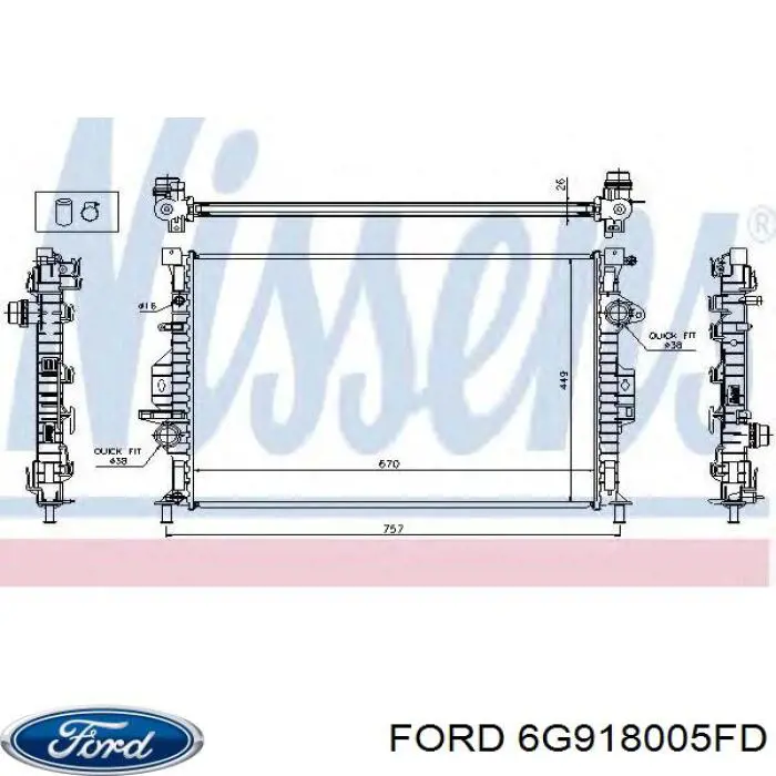 Radiador de esfriamento de motor Ford 6G918005FD preço, a partir de 110,57 USD