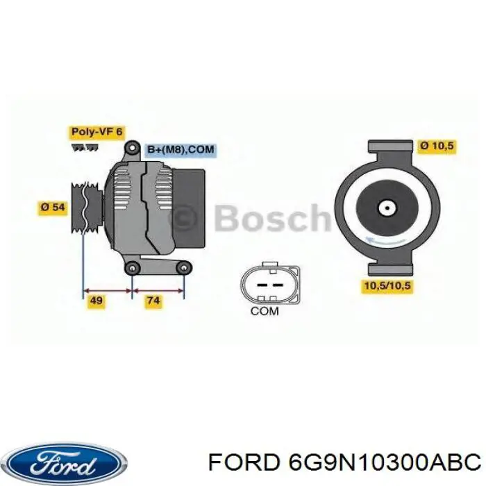 Gerador Ford 6G9N10300ABC preço, a partir de 93,80 USD