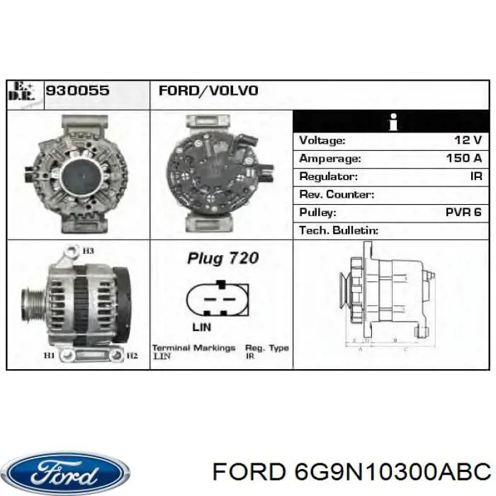 6G9N10300ABC Ford Gerador