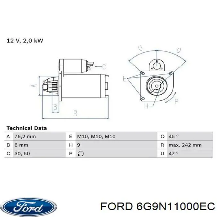 6G9N11000EC Ford Motor de arranco