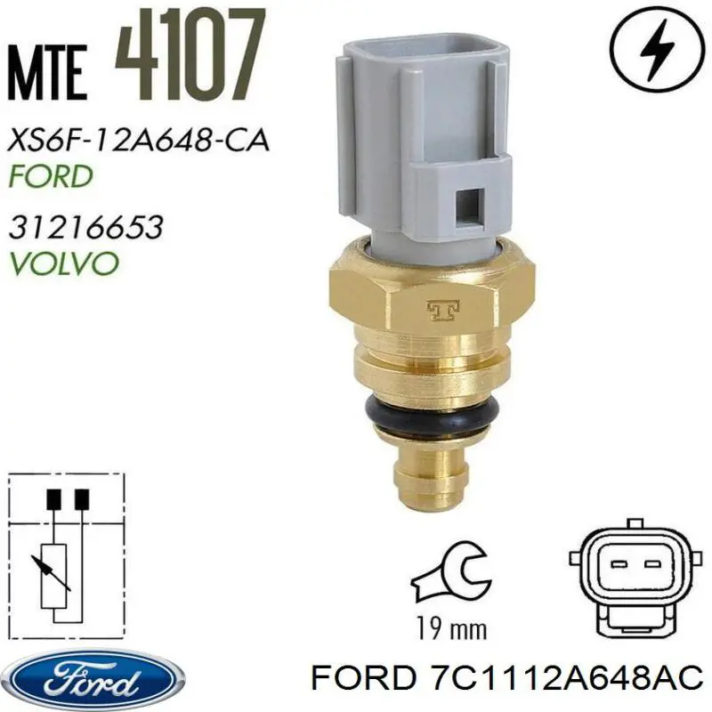 Compre 7C1112A648AC Ford Sensor de temperatura do fluido de esfriamento