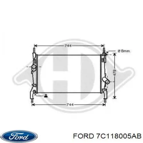 7C118005AB Ford Radiador de esfriamento de motor
