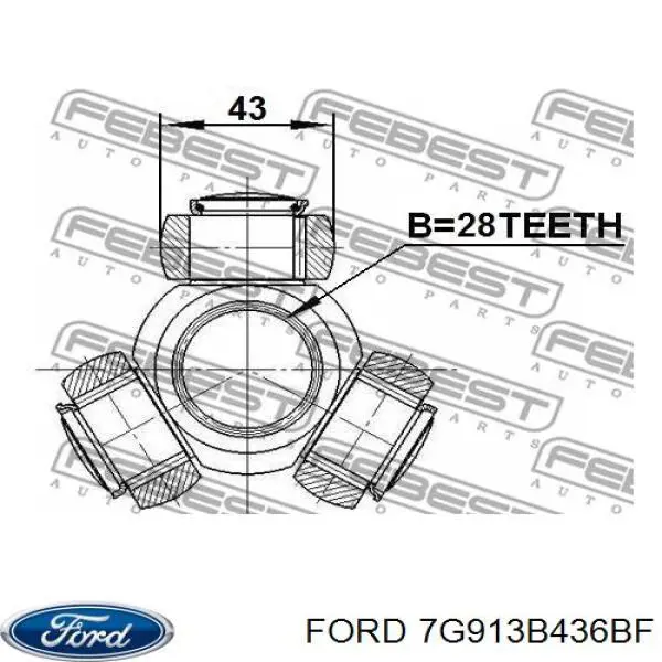 Semieixo (acionador) dianteiro direito Ford 7G913B436BF preço, a partir de 60,16 USD