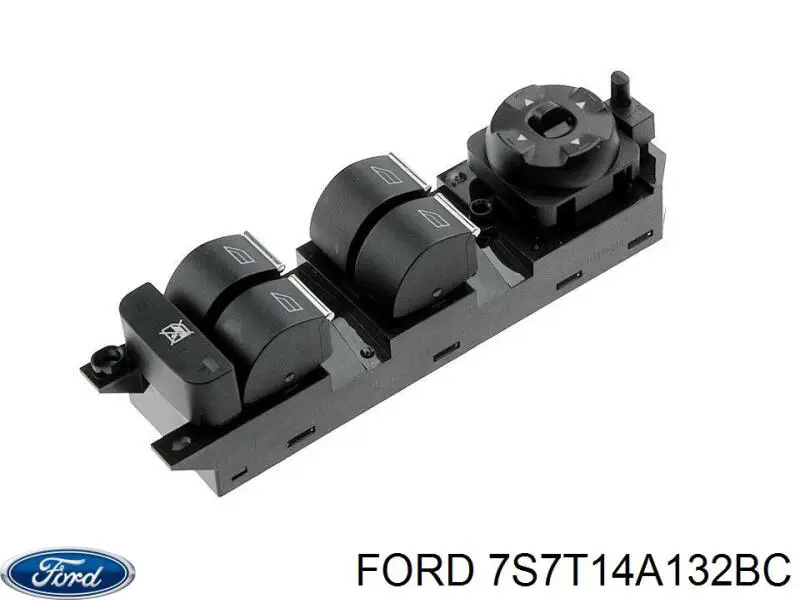 7S7T14A132BC Ford Unidade de botões dianteira esquerda de controlo de elevador de vidro