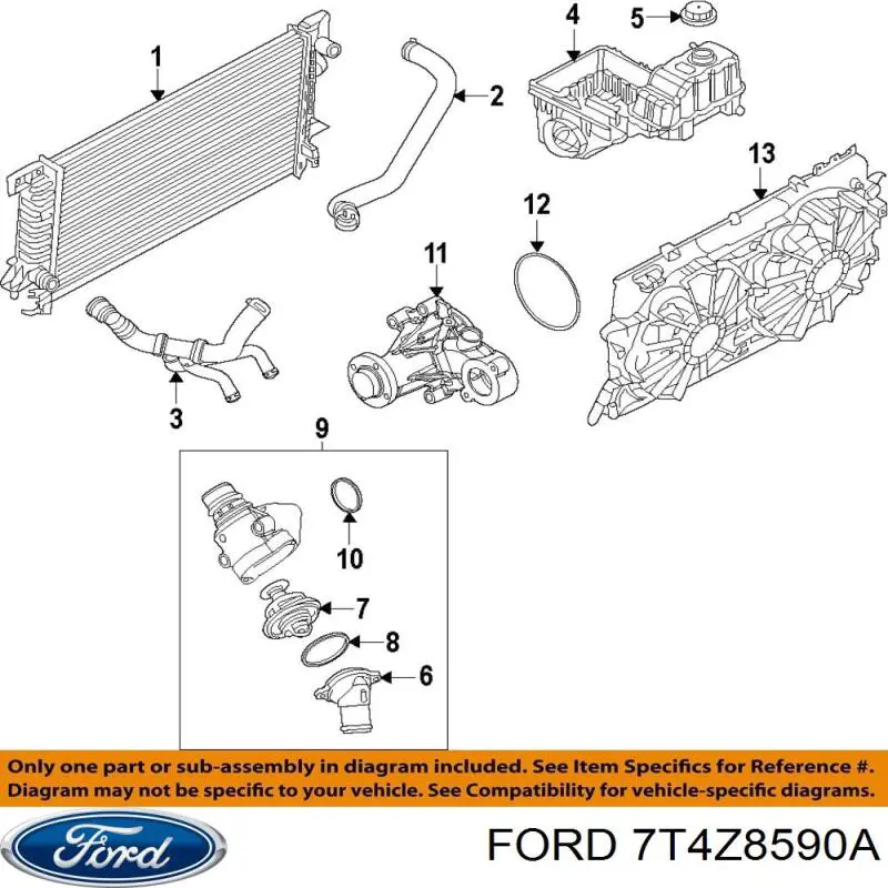 7T4Z8590A Ford Vedante de caixa do termostato