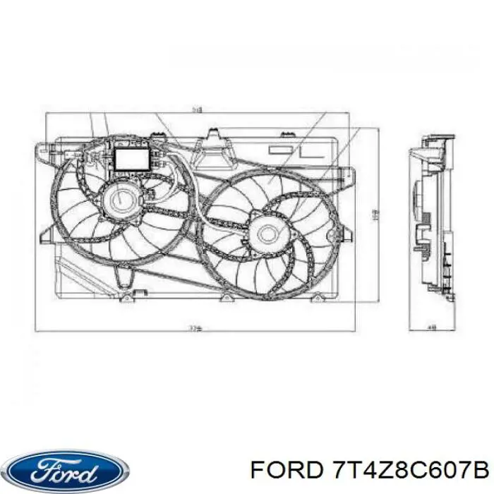 Ventilador elétrico de esfriamento montado (motor + roda de aletas) para Ford Edge I U387