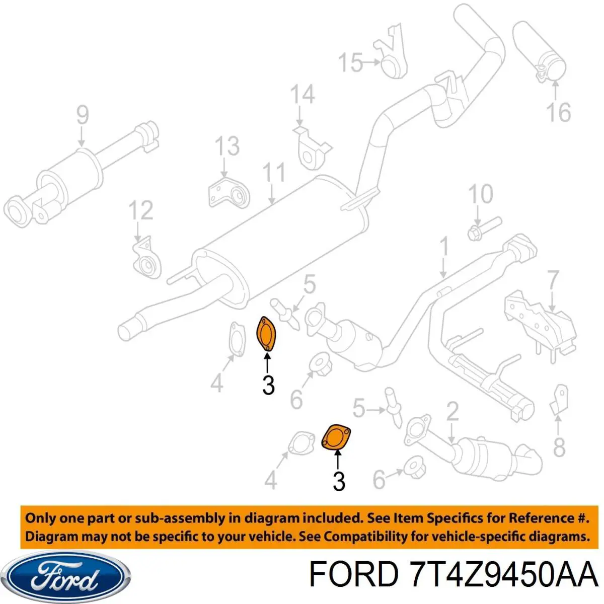 7T4Z9450AA Ford Vedante de tubo de admissão do silenciador