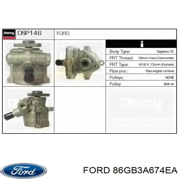 86GB3A674EA Ford Bomba da Direção hidrâulica assistida