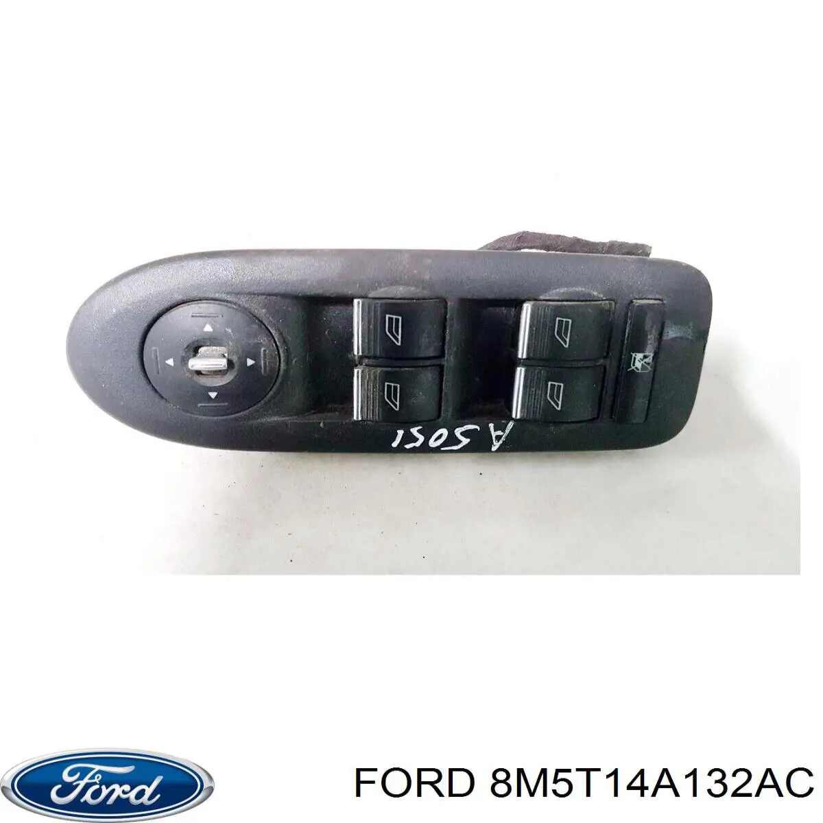 8M5T14A132AC Ford Unidade de botões dianteira esquerda de controlo de elevador de vidro