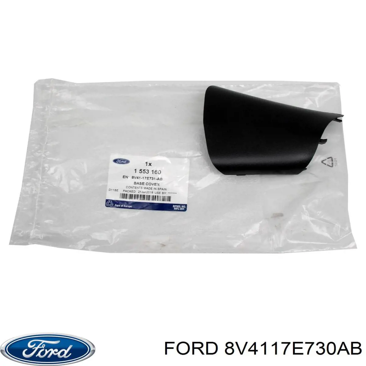 8V4117E730AB Ford Placa sobreposta (tampa) do espelho de retrovisão direito