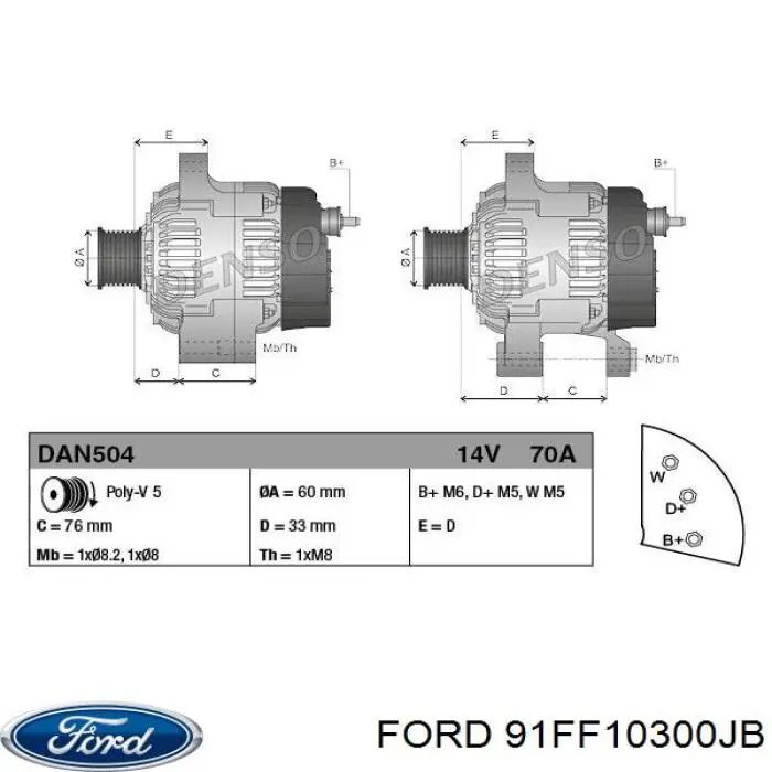 91FF10300JB Ford Gerador