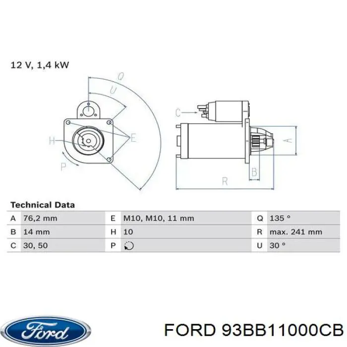 Motor de arranco Ford 93BB11000CB preço, a partir de 50,88 USD