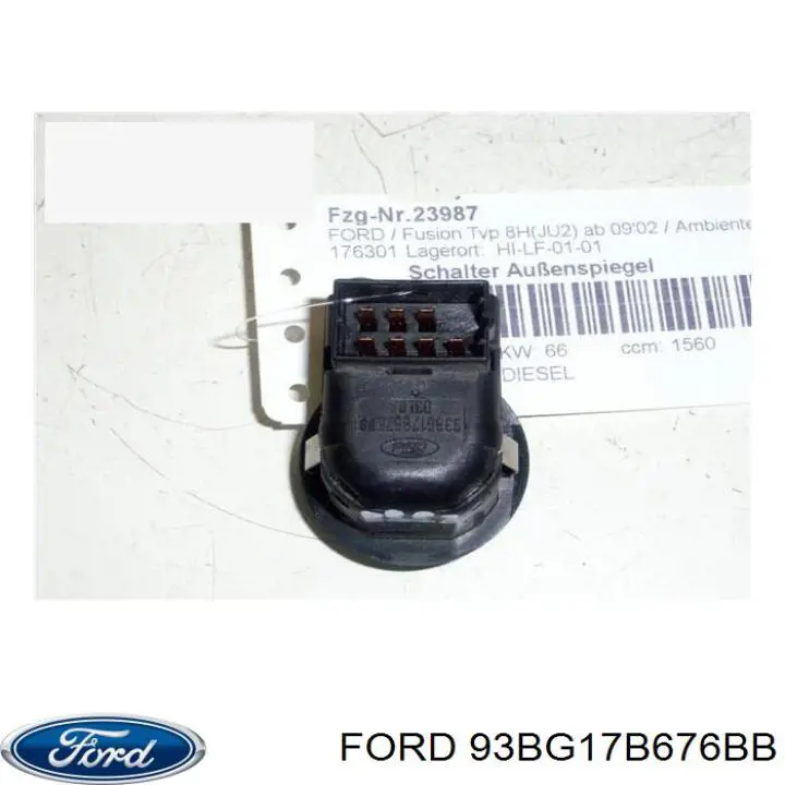 93BG17B676BB Ford Unidade de controlo dos espelhos de retrovisão, na porta