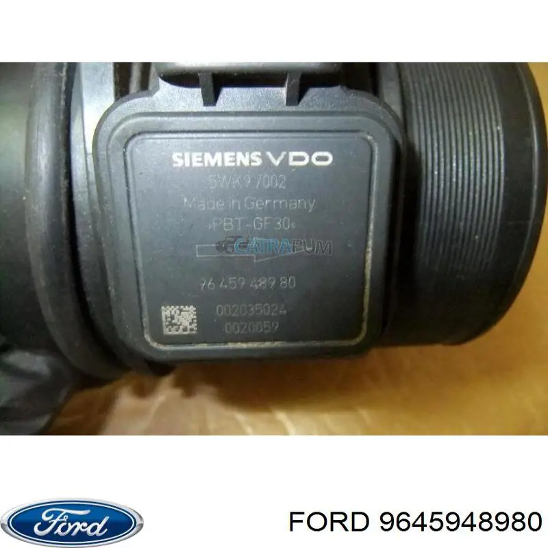 Sensor de fluxo (consumo) de ar, medidor de consumo M.A.F. - (Mass Airflow) 9645948980 Ford