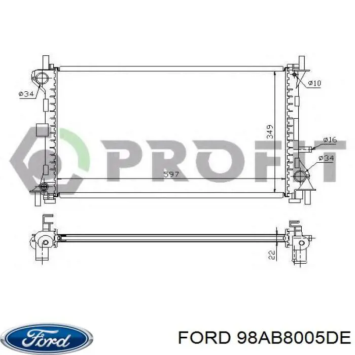 Compre 98AB8005DE Ford Radiador de esfriamento de motor