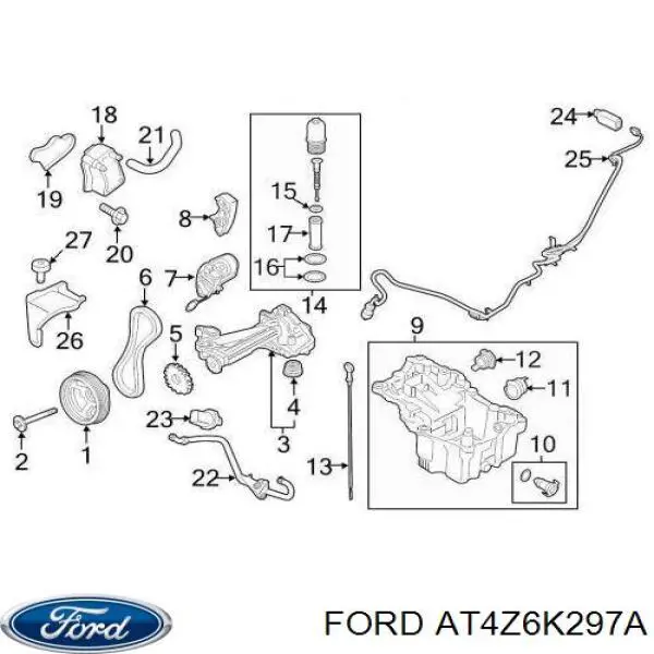 AT4Z6K297A Ford Amortecedor de cadeia do mecanismo de distribuição de gás, inferior