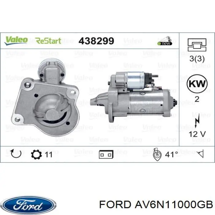 AV6N11000GB Ford Motor de arranco