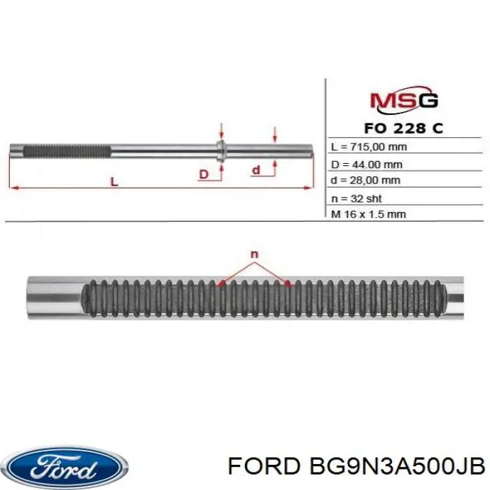 BG9N3A500JB Ford Cremalheira da direção