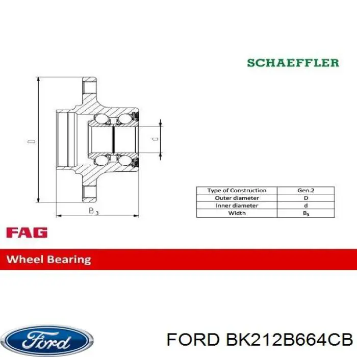 Compre BK212B664CB Ford Cubo traseiro