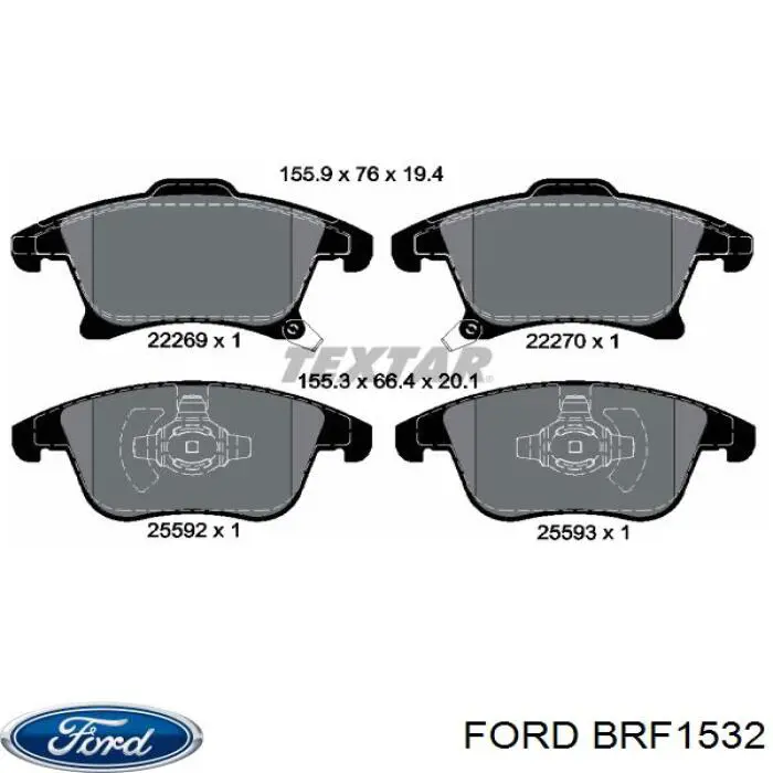 BRF1532 Ford Sapatas do freio dianteiras de disco