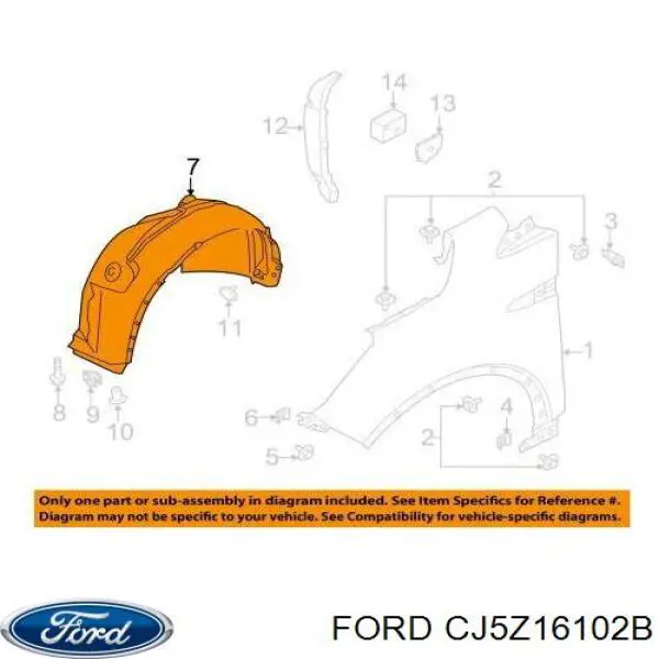 Compre 2434148 Ford Guarda-barras direito do pára-lama dianteiro