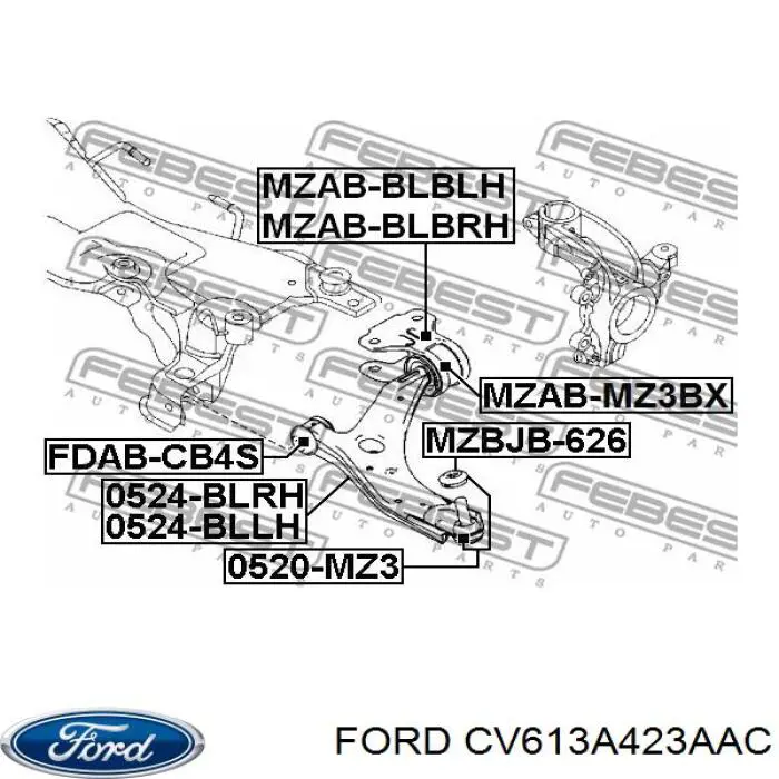 Braço oscilante inferior direito de suspensão dianteira Ford CV613A423AAC preço, a partir de 76,15 USD