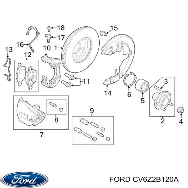 CV6Z2B120A Ford Suporte do freio dianteiro direito