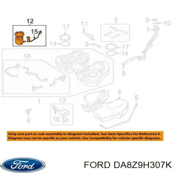 Módulo de bomba de combustível com sensor do nível de combustível Ford DA8Z9H307K preço, a partir de 310,62 USD