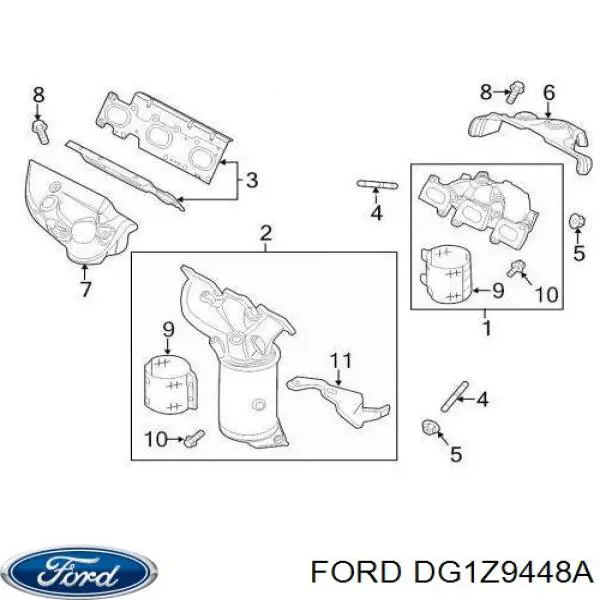 DG1Z9448A Ford Vedante de tubo coletor de escape